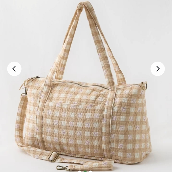 aerie Handbags - Aerie Quilted Duffle Bag SOLD OUT Natural SMILY FACE